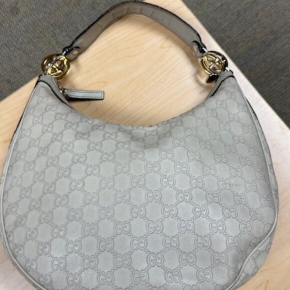 Rare.. Cream Gucci Medium Guccissima Twins  Interlocking Hobo Bag - Picture 4 of 10